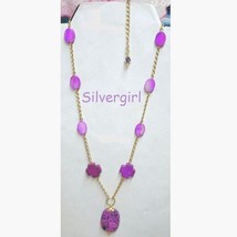 Purple Dyed Howlite Shell Beaded Necklace - £19.97 GBP