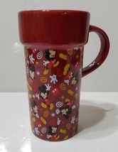 The Disney Store Mickey Mouse Maroon All Over Coffee Tea Cup Tall 6&#39;&#39; - £13.16 GBP