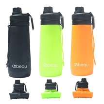 BEQU 750ml/25 fl oz Silicone Water Bottle - Set of 3 (Black, Green, Orange) - $39.76 CAD