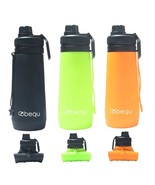 BEQU 750ml/25 fl oz Silicone Water Bottle - Set of 3 (Black, Green, Orange) - $39.76 CAD