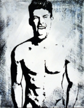 Original Art  Stick Out Your Tongue  Happy Shirtless Male - £199.80 GBP