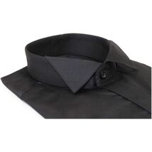 Men's Tux Shirt FAMOZO Turkey 100% Cotton French Cuffs Wing Tip FA3 Black image 2
