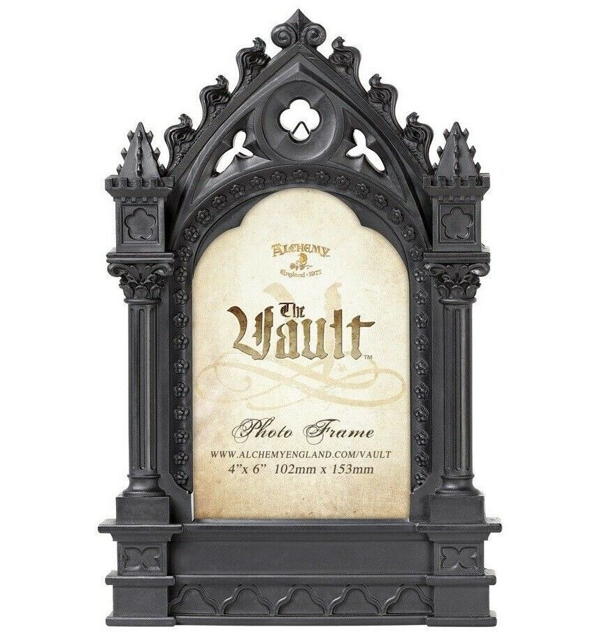 Primary image for Alchemy Gothic Cathedric Black Resin Picture Frame 4X6" Photo Gift Decor V110