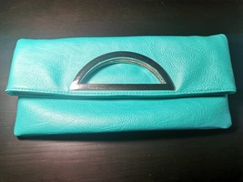 Charming Charlie Leather Clutch in Blue Bird Blue 11x5 inch - $29.00