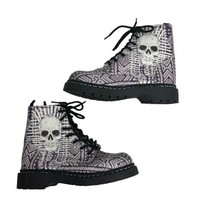 Anarchic T.U.K. White Black Skull Lace Up Boots Size 7 - £38.93 GBP