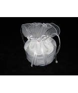 White Satin Bridal Wedding Money Bag Purse Cardholder with Pearl Accents... - £7.98 GBP