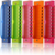 10 Hole Translucent Kids Harmonica For Children, 5 Pack, Educational, And Pink). - £32.98 GBP