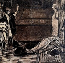 Death Of Caligula Claudius As Emperor 1913 Plate Print 2 Page History DW... - $39.99