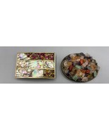 Vtg 2 Pc Stone Shell Bead Inlay Belt Buckle Set Oval Rectangle - $25.25