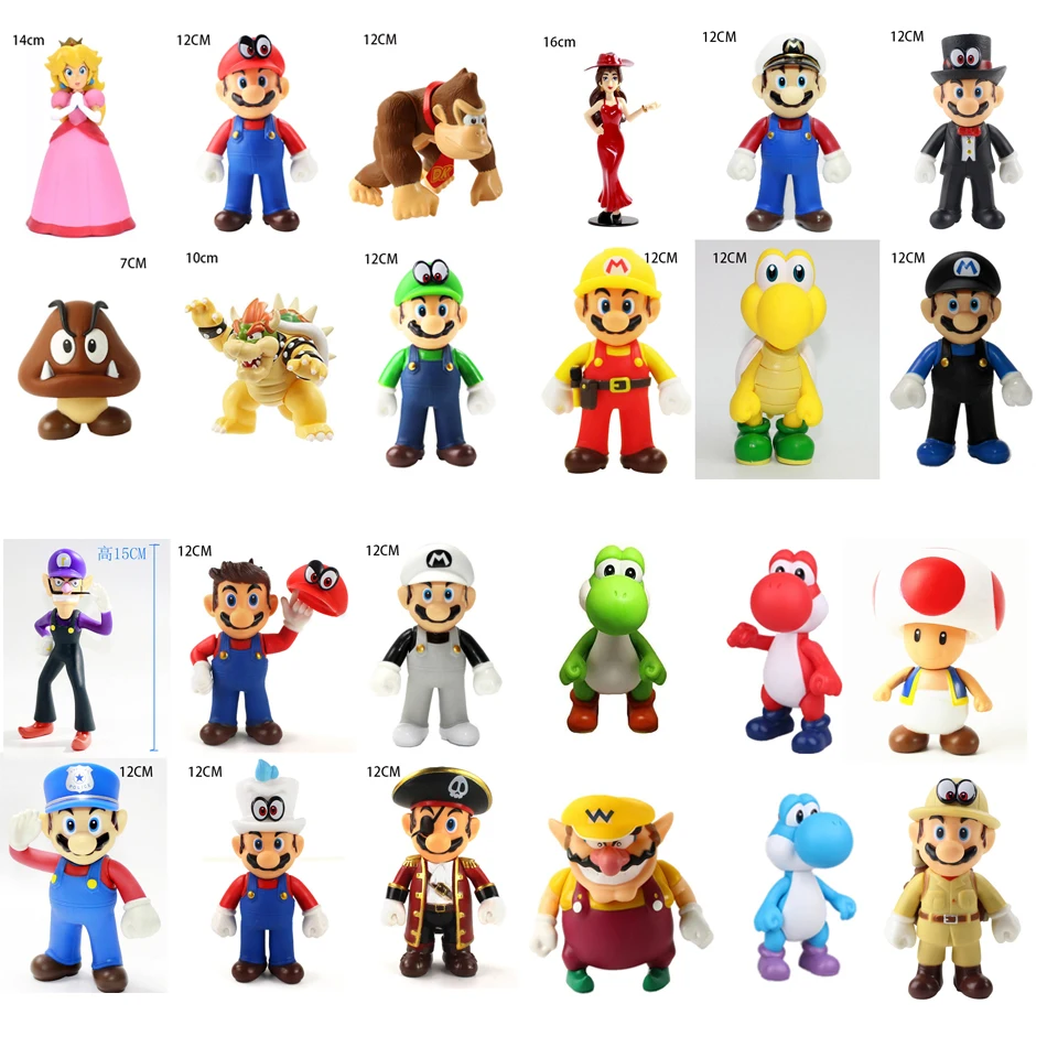 Game Super Mario Bros Cartoon Dolls Model Anime Figures Luigi Yoshi Mario - £9.62 GBP+