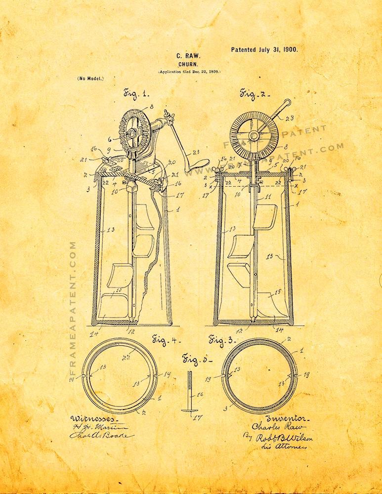 Churn Patent Print - Golden Look - $7.95 - $40.95