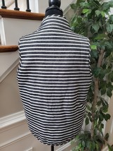 Mudpie Womens Black White Striped Polyester Sleeveless Full Zip Vest Size Large - £27.65 GBP