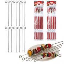 16 Pc Metal Bbq Skewers 14&quot; Stainless Steel Cooking Barbecue Kebab Grill... - £20.59 GBP