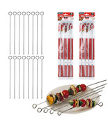 16 Pc Metal Bbq Skewers 14&quot; Stainless Steel Cooking Barbecue Kebab Grill... - £20.82 GBP