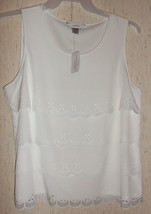 Nwt Womens Cj Banks Dressy Layered Front White Sleeveless Blouse Size X (14W) - £19.68 GBP