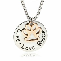 Miss Zoe Lettering Live Love Rescue Hollow Gold Paw Claw Pendant Necklace - £2.51 GBP