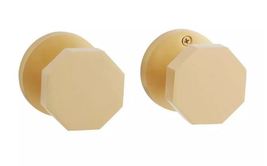 New Satin Brass Contemporary Geometric Knob Solid Brass Passage Interior... - $119.95