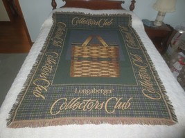 Longaberger Cotton Collector&#39;s Club Basket Fringed Throw - 45&quot; X 65&quot; - £15.85 GBP