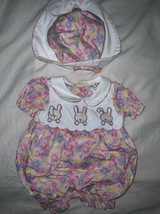 Vtg Baby Togs BT Kids Easter Bubble Romper With Hat  Sz 3-6m Baby Girl - £11.47 GBP