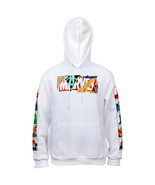 Marvel Brand Collage Text Hoodie With Character Block Sleeve Prints White - £49.66 GBP