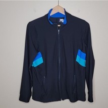 Xersion | Black Blue Teal Colorblock Zip Jacket, womens size large - £11.70 GBP