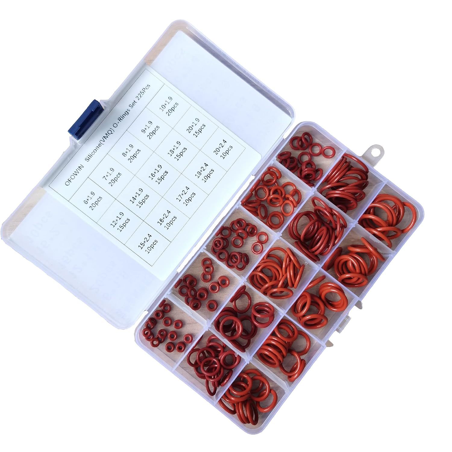 [225 Pcs] Silicone O-Rings Kit, Red Metric Vmq Sealing Gasket, Machine - $33.99