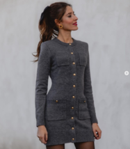 Zara Bnwt 2024. Grey Mini Dress Wool Knit Pockets Gold Buttons. 3920/031 - £69.50 GBP