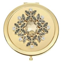 Monet Classic Gold Floral Jewel Crystal Cluster Dual Compact Mirror - $29.99