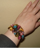 NEW STUNNING VERSATILE Gold &amp; Multi-color Swarovski Crystals bangle brac... - $48.17 CAD