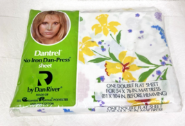 Vintage Dan River Double Flat Sheet Spring Floral Pattern Daffodils Mint... - $341.48 MXN