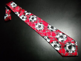 Steven Harris Neck Tie Soccer Balls and Nets on Bright Reds - £9.50 GBP