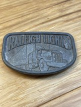 Vintage Raleigh Lights Belt Buckle Trucker Semi Truck Pewter KG JD - £17.13 GBP