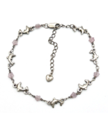 Silver Tone Dolphin Pink Star Ankle Bracelet - $24.42 CAD