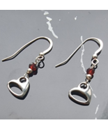 MODERNIST 925 STERLING SILVER BROWN BALL STONE AND HEARTS DANGLE EARRINGS - $52.45 CAD