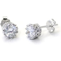 2.25 ct. White Sapphire Round Crown Stud Earrings in Solid Sterling Silver - $50.79