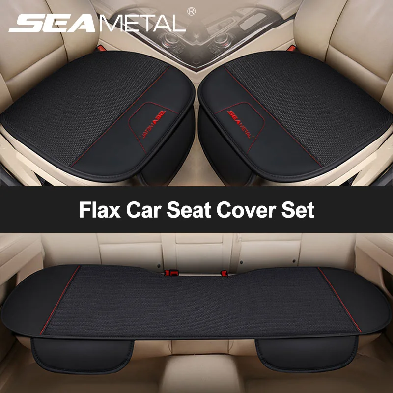 SEAMETAL Flax Car Seat Cover Set Universal Linen Vehicle Seat Cushion - £12.73 GBP+