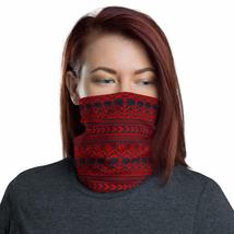 Decorative Embroidery Ethnic Design Black &amp; Red Breathable Washable Neck Gaiter - £18.33 GBP