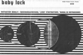 Baby Lock 605 manual Instruction 4 languages BabyLock  - $12.99