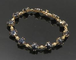 925 Sterling Silver - Genuine Diamond &amp; Black Sapphire Chain Bracelet - BT7255 - £69.44 GBP