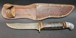 Western Official BSA 4&quot; Fixed Blade Leather Handle Hunting Sheath Knife ... - $77.58