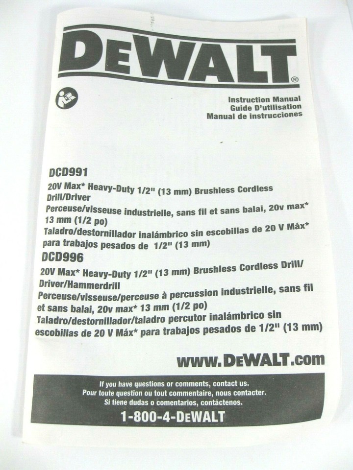 DeWALT DCD991 DCD996 User Manual OEM - $7.95