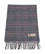 Fast 100% CASHMERE SCARF Made in England Soft Wool Plaid Black/White/Red... - £13.22 GBP