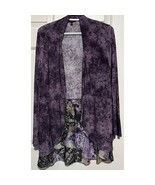 Cupio Women&#39;s Floral Purple Long Sleeve Open Front Drape Jacket Size M - $18.70