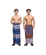 Cotton Stitched Lungi Pack Of 2 (Ready To Wear) 2.25Meter FREE SHIPPING - £27.12 GBP