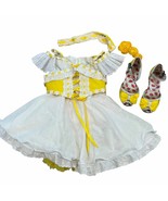 Pageant Casual Wear 5-6 White &amp; Yellow Eyelet Lace Dress With Bloomers S... - €124,20 EUR