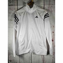 Adidas Track Jacket Full Zip Boys Size 14/16 White Black Stripes - $13.33