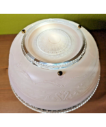 Antique Vintage LIGHT SHADE CEILING Fixture Frosted PINK Floral Glass Shade - $102.80