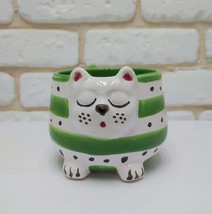 New Cup Ceramic Cat Hand Painted Ornament Flowers Ukrainian Decor Gift - £44.16 GBP