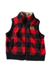 Carters Baby 6M Buffalo Check Fleece Vest Full Zip Red &amp; Black Plaid Boys Girls - £17.67 GBP