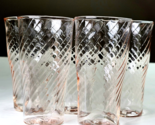 5 Vintage IMPERIAL TWISTED OPTIC PINK DEPRESSION GLASSES  SWIRL TUMBLERS... - £31.79 GBP